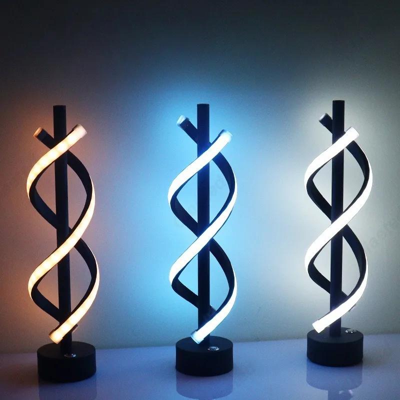 LED Minimalist Spiral Dimming Desktop Decorative Light with USB Charging Port Bar Atmosphere Light Indoor Home Lighting Fixture