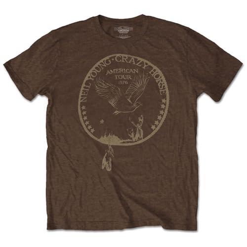 Rock Off officially licensed products Neil Young Tour 1976 Seal T Shirt M Brown S