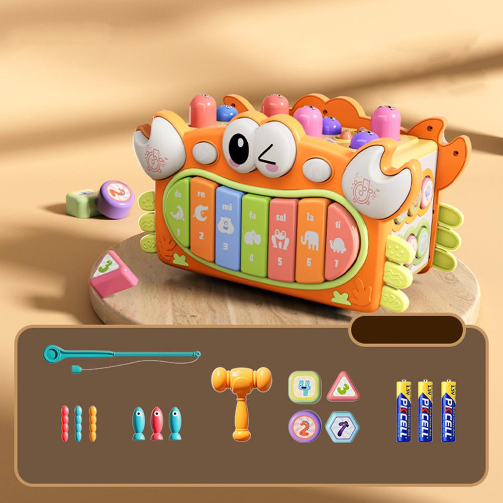 8-in-1 Hammering Pounding Toys For Kids Fishing Game 6 Sides Wooden Activity Cube Baby Toys Birthday Gifts For Boys Girls