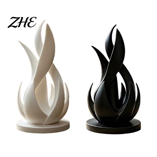 Moderne minimalistische Raumakzente 3D-gedruckte abstrakte Flammen-Skulptur, verdrehte Kunst, anspruchsvolle Home-Office-Dekorationsstatue für Schreibtisch und Regal, kreativ