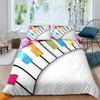 Piano Keys King Queen Duvet Cover 3D Cartoon Musical Notes Bedding Set For Kids Teens Adult Fashion Music Polyester Quilt Cover