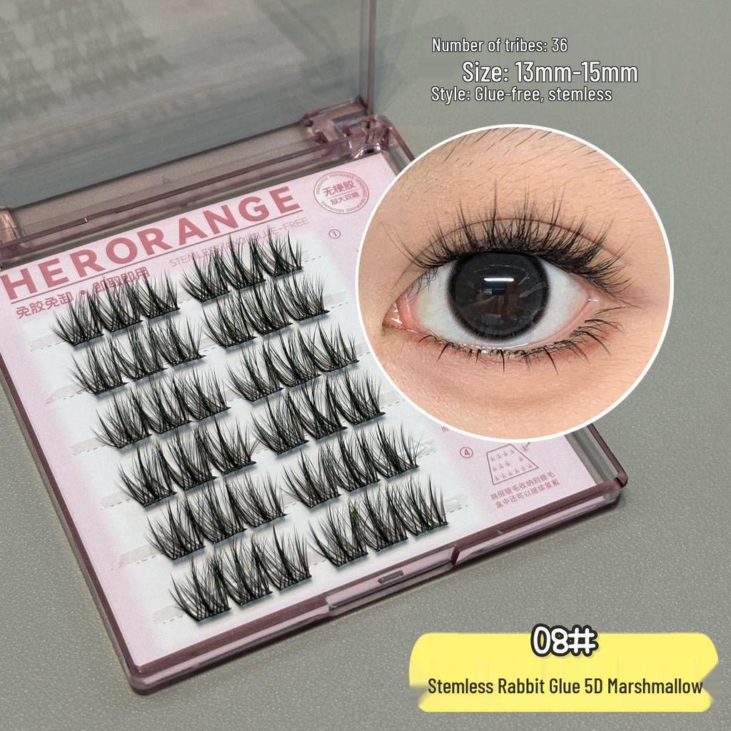 Stemless Self-Adhesive Curly Natural-Look False Eyelash Clusters for Beginners