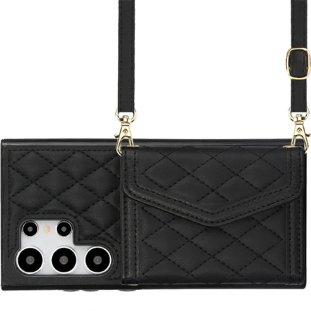 RFID Blocking Card Holder PU Leather Cover For Samsung Galaxy S24 Ultra S23 S21 S20 FE S22 Plus +Note 20 Crossbody Wallet Case