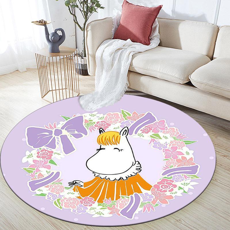 Moomin2,Round Area Rug,Carpet Rug for Living Room Bedroom Sofa Playroom Decor,Non-slip Floor Mat