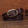 Women's Genuine Leather Engraved Copper Buckle First Layer Cowhide Casual Personality Retro Denim Thin Belt