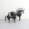 Metal Black Horse Sculpture Abstraction Horse Figurine Handicraft Artificial Animal Sculpture Decorative Figurines Home Decor