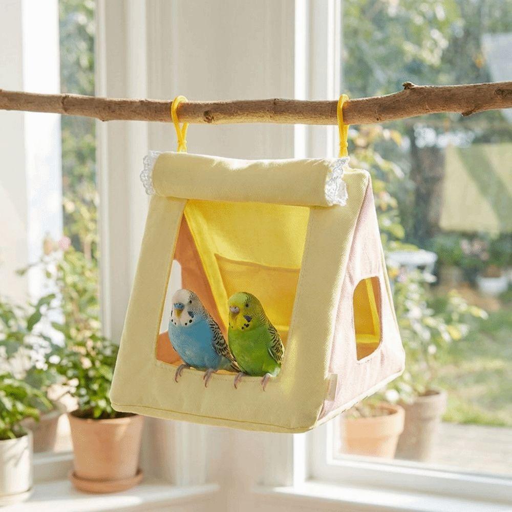 Breathable Net Triangle Bird Hammock Drop Stitch Comfortable Bird House Bite Resistant Hiding House Hanging Parrot Nest