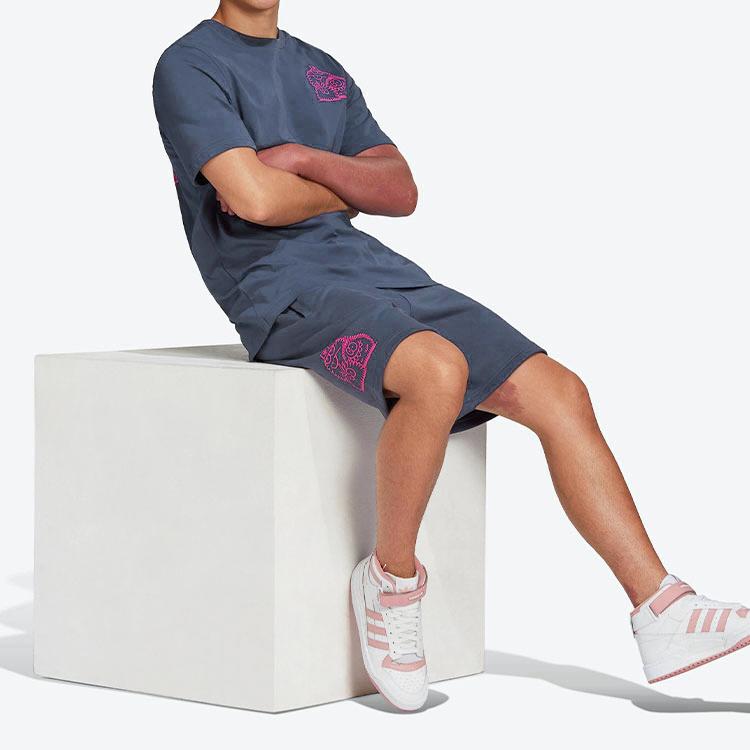 Adidas Originals Trefoil Kevin Lyons Cartoon Print Casual Straight Shorts Men Bottoms Navy HC7115