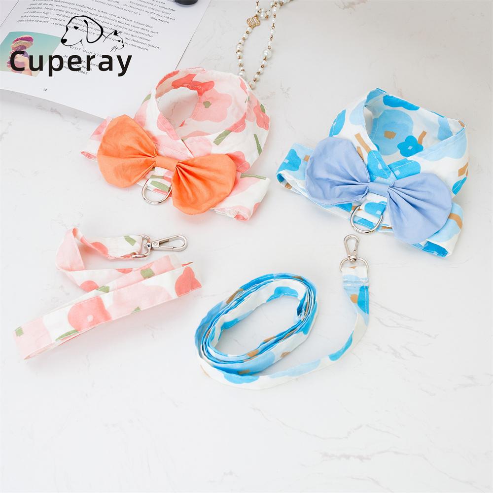 Classic Pet Harness and Leash Set,Summer Pet Clothes with Matching Leash and Cute Bow Decoration for Cats and Puppy Outdoor Walking Dogs