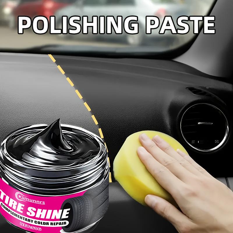 Automotive Interior Polishing Paste - 50g, Car Care Kit for Plastic & Leather, Black Tire Gloss Wax, Refurbishing Cream