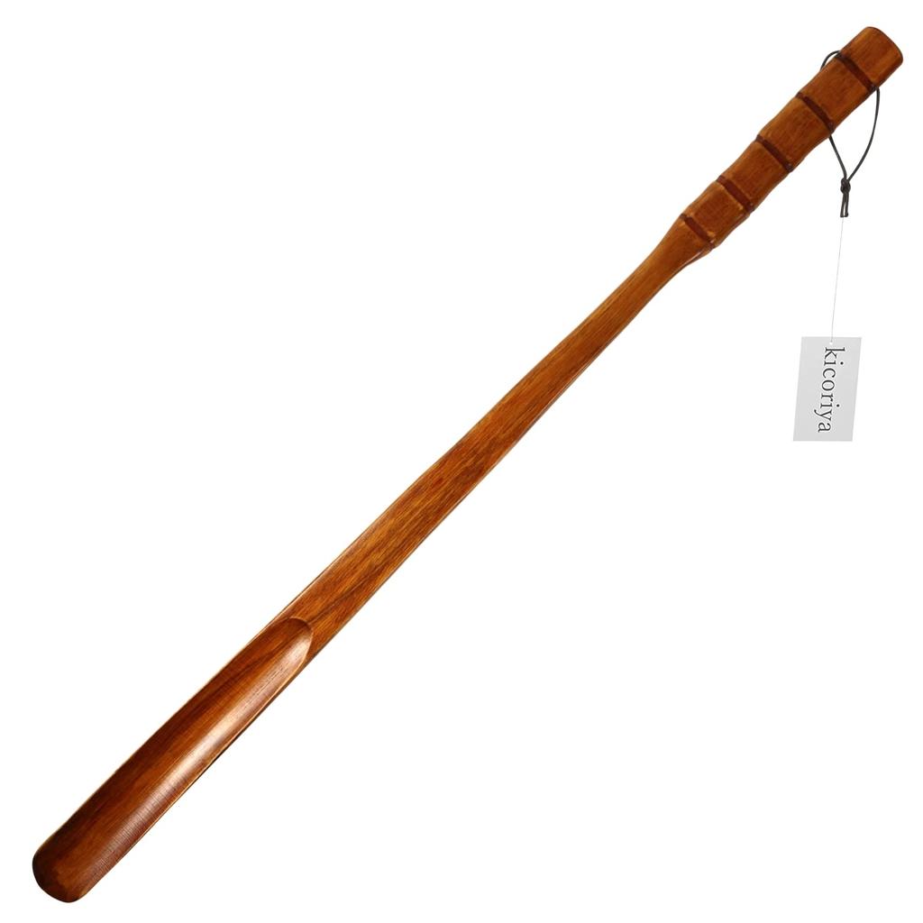 [kicoriya] Long Wooden Shoehorn, 70cm Long, No Bending, Stylish Wood Grain