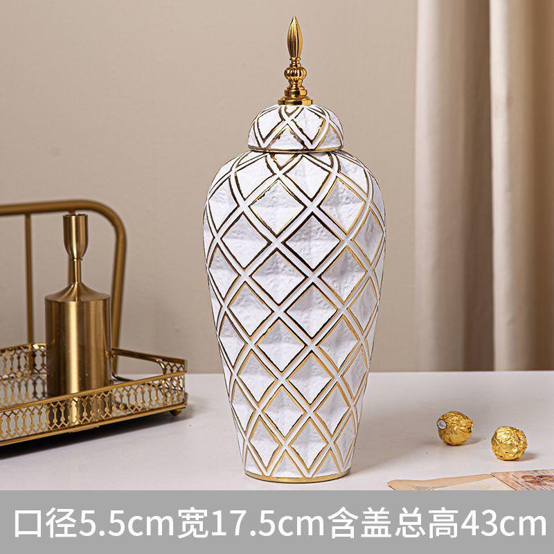 electroplated ceramic vase decor Luxury General storage tank tall universal jar Living room dining table home decor ornaments