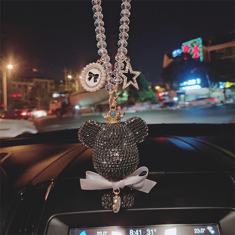 Auto přívěsek peří kreativní diamant-headed velké auto zpětné zrcátko šperky roztomilá dáma