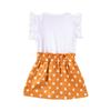Girls' Heart Print Set - Polka Dot Skirt & Bow 2-Piece Outfit
