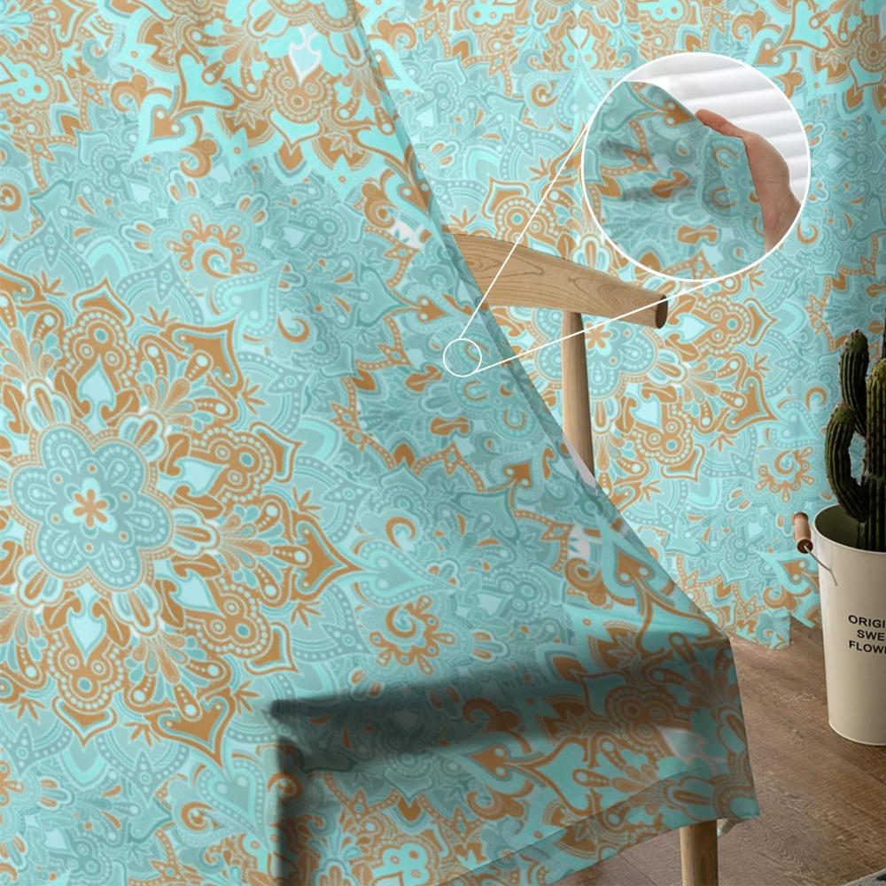 Arabische Patroon Bloemen Transparante Gordijnen voor Woonkamer Decoratie Raamgordijn voor Slaapkamer Keukengordijn Panel