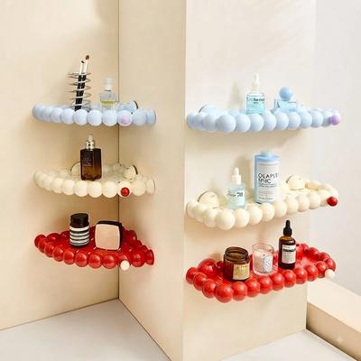Suction Cup Corner Storage Rack With Drain Holes Extra Hooks No Drilling Removable Organizer for Bathroom Shower Toilet