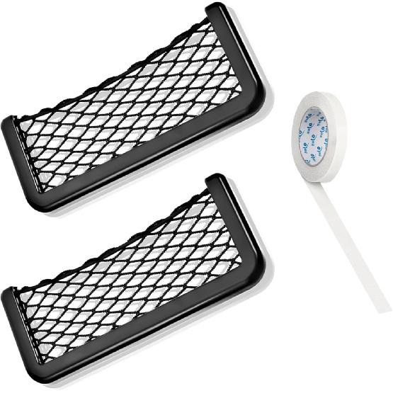 2 Pcs Large car net Pocket ABS Plastic Frame car Storage net Bag Phone car mesh net Holder RV Storage Boat Cargo Pocket Organizer Framed mesh net