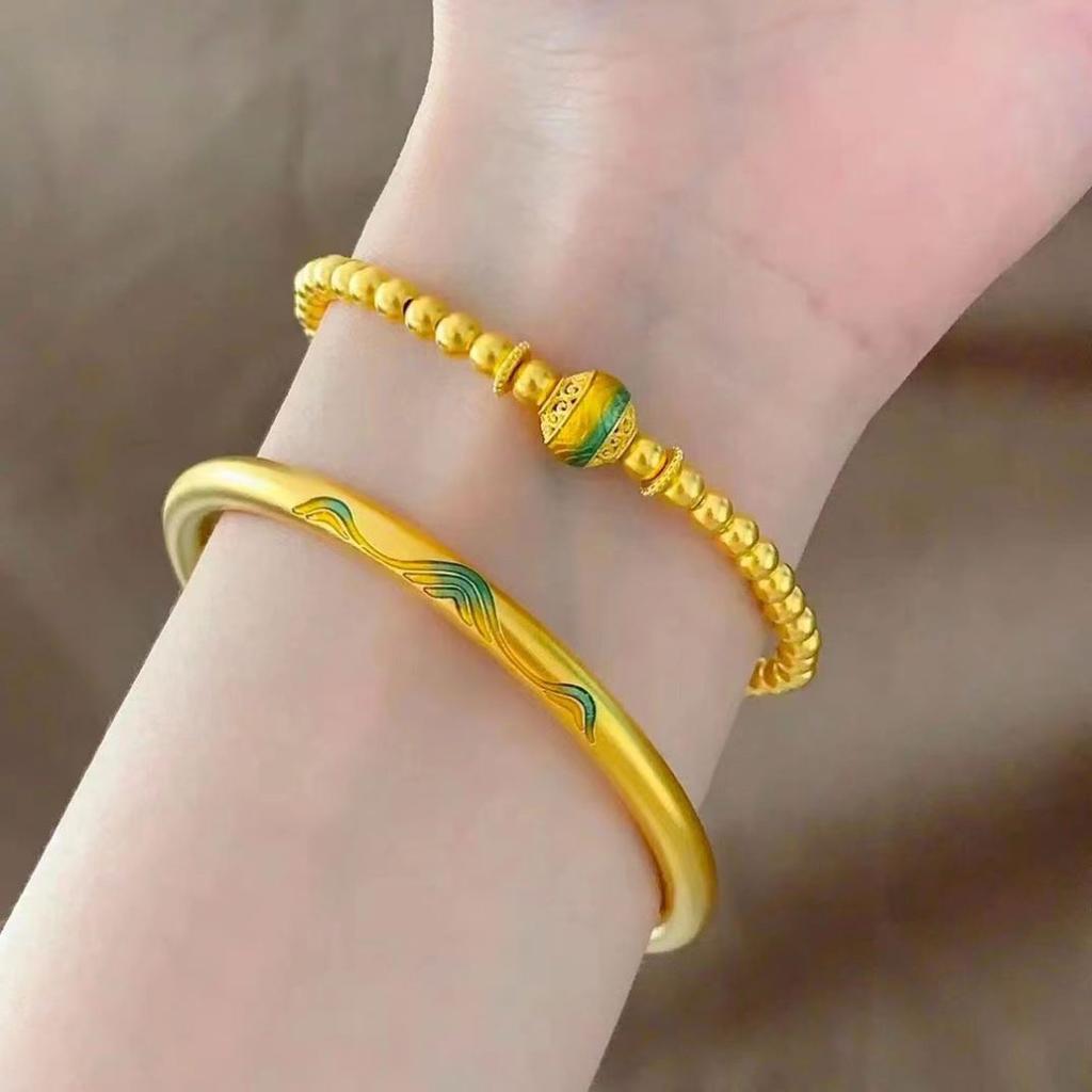 Ancient Enamel Thousand-Li Landscape Suit Gold National Fashion Bracelet Female Elegant Necklace Live Streaming Shake Fast