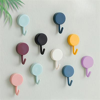 Wall Hooks | No Drilling Adhesive Backing, Heavy-Duty Plastic Suction Cup Hooks for Bathroom, Bedroom, Entryway
