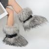 Women's Faux Fur Snow Boot Winter Warm Fluffy Furry Ankle Boots for Women Outdoor Fuzzy Mid-Calf Booties Plush Warm Snow Shoes for Outdoor Indoor