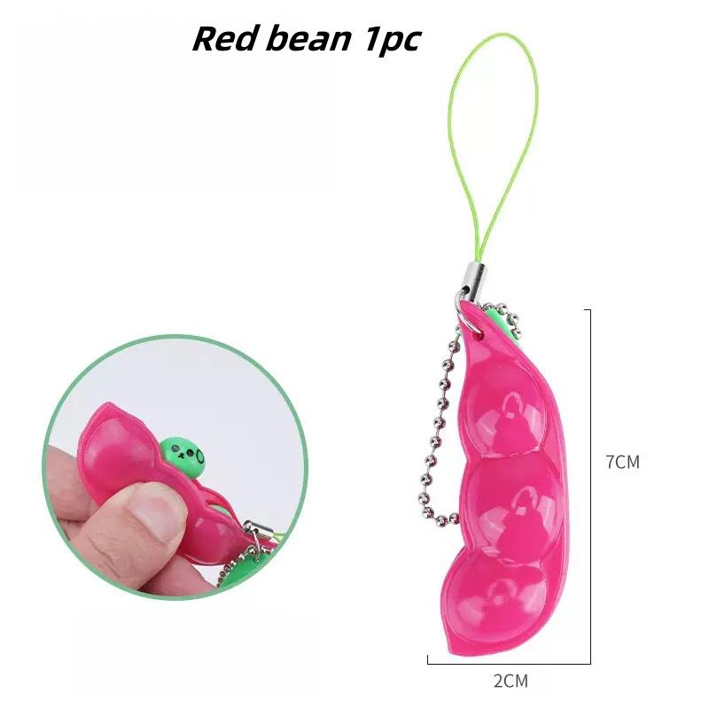 Fidgetleksaker Edamame Squishy Nyckelring Stresslindring Klämbönor Bönor Söt Vuxenleksak Avstressningspaket