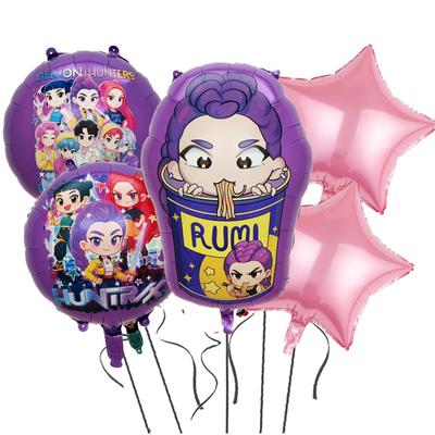 סט 1 בלוני לטקס מנייר אלומיניום בנושא ציידי שדים Kpop קישוט ליום הולדת לילדים אנימה Kpop ציוד למסיבת אנימה מתנות