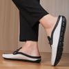 Fashion Men's Breathable Muller Shoes Hollow Out Genuine Leather Slip-On Walking Shoes Fashion Casual Flats Non-Slip Mens Slip on Shoes