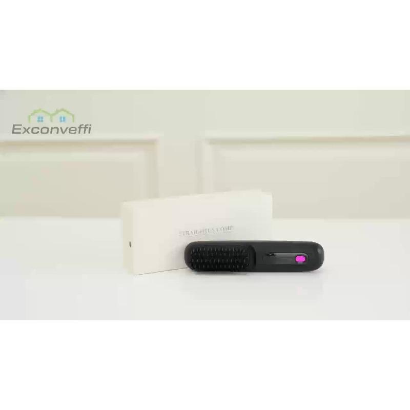1PC portable wireless hair straightener brush, constant temperature and anti-scalding , hot comb function, Type-C fast charging, LCD screen display