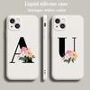 Luxus Farb-Handyhülle Für iPhone 15 14 13 12 mini 11 Pro Max XS X XR SE 7 8 Plus Weiche Silikon-Beige Hülle Blumen Buchstaben S