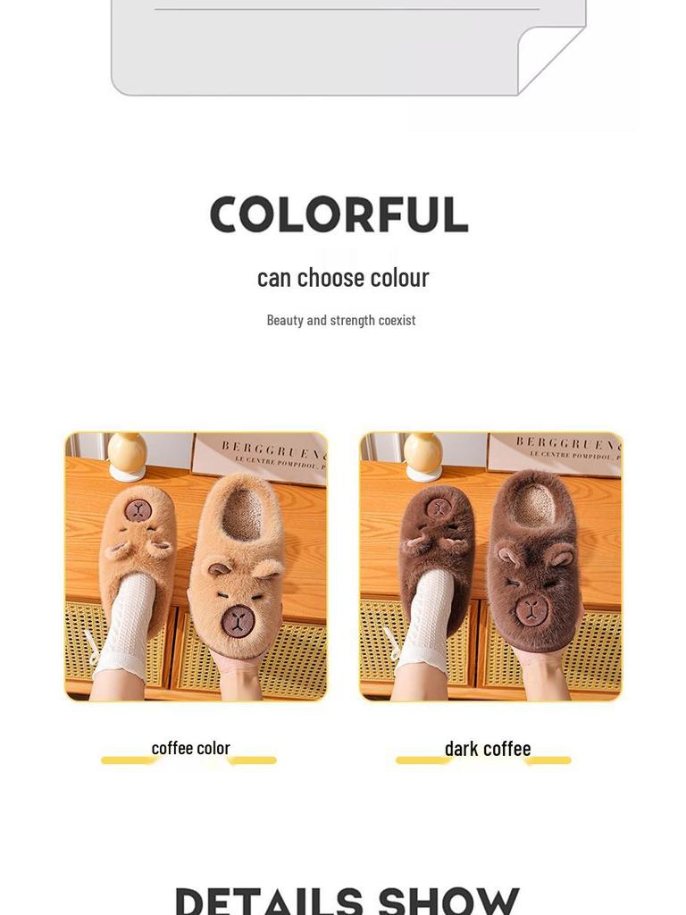 Capybara Cotton Slippers – New Winter 2025 Plush Home Slippers for Men & Women, Cute & Warm for Autumn and Winter.