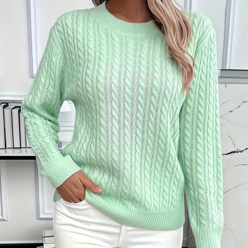 Round Neck, Fried Dough Twists Thickened Knitwear, Female, Autumn and Winter 2025 New Style, Knitwear, Solid Color Top, Base Sweater