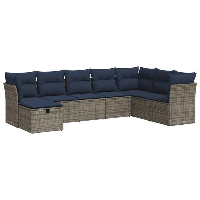 VidaXL Garden Lounge Set 9 Pcs with Grey Cushions Wicker 3325347