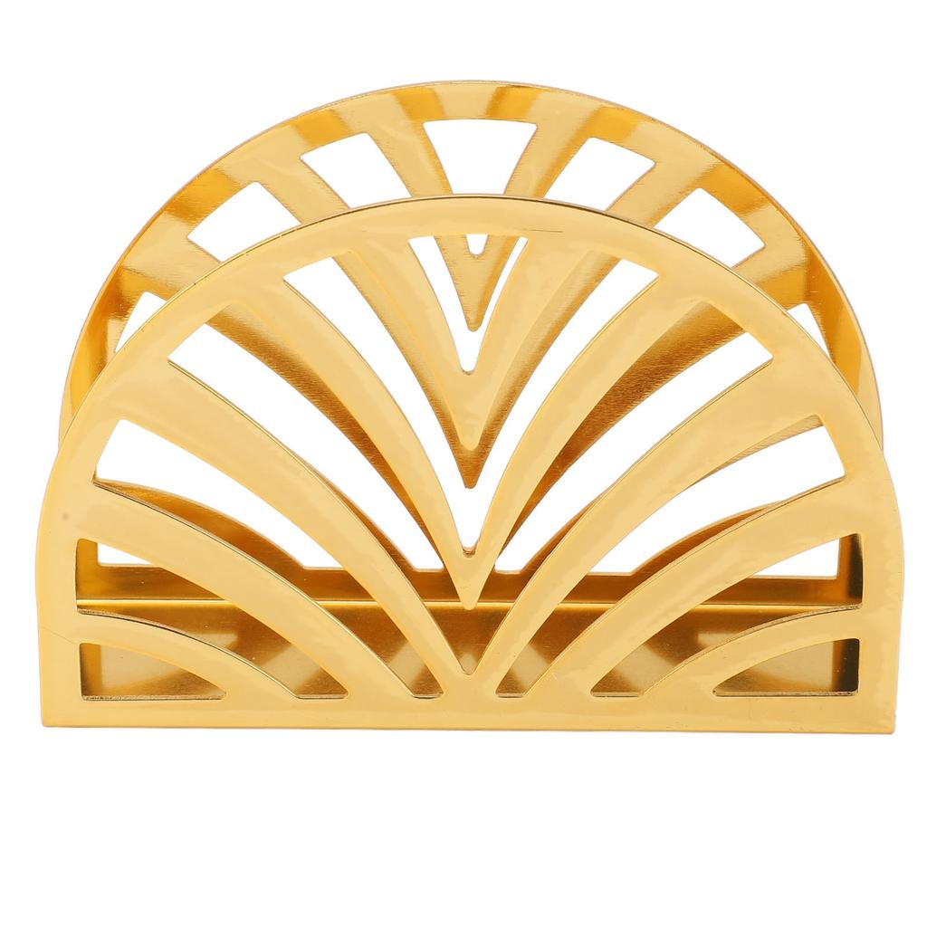 Gold Napkin Holder Hollow Out Semicircle Shape Stainless Steel Vertical Napkin Holder with Nonslip
