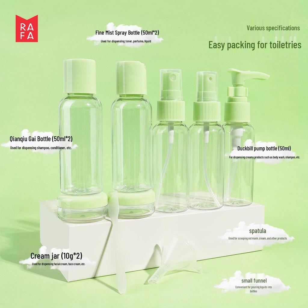 Rafa Travel 9-Piece Skincare Bottle Set with Storage Bag