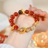 Natural Red Agate Beaded Bracelet Elegant Wristband Accessory Ideal for Young Trendsetters and Spiritually Minded Adults