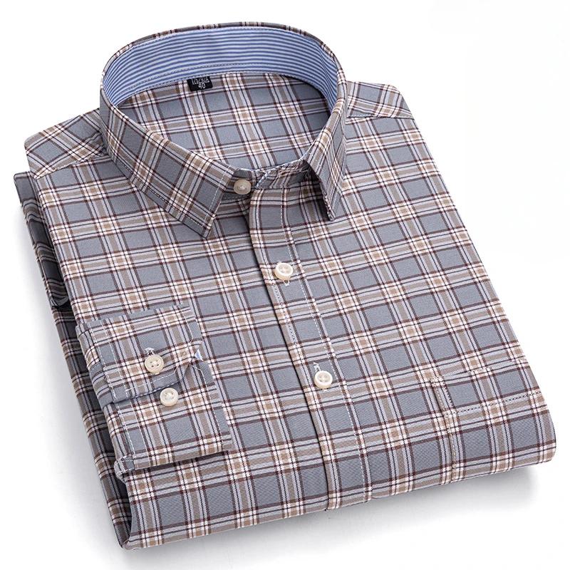 New In Shirt Plus Size 7XL Long-sleeve Shirts for Men 100%cotton Oxford Slim Fit Formal Plain Shirt Fashion Korean Plaid Clothes