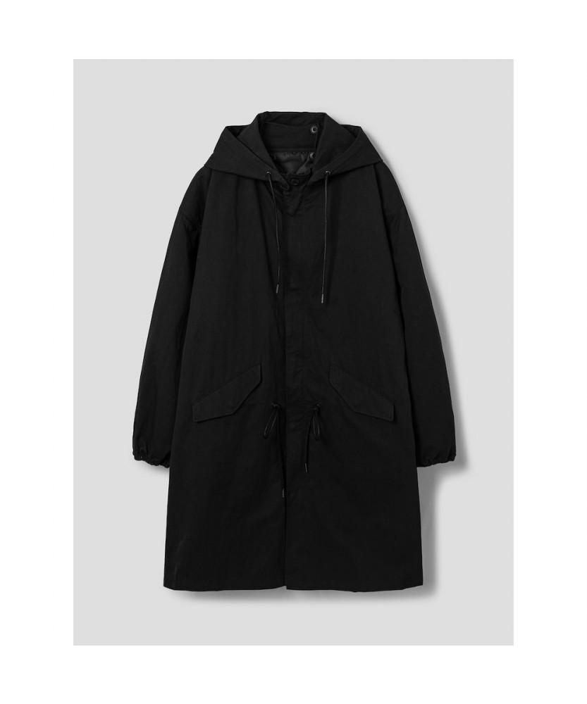8seconds Liner Detachable Fishtail Hooded Long Jacket Black