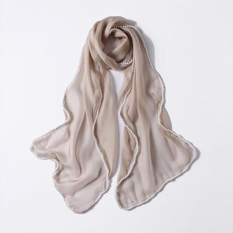 

Женский длинный шелковый шарф G·TENNA NX-S72 с жемчужной вышивкой 35x180 CM