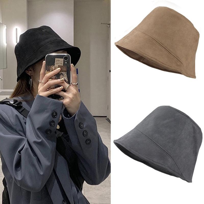 All-match Retro Suede Basin Hat Fashion Fisherman Hat Windproof Bucket Hat for Fall Winter Daily Wear Morning Workout