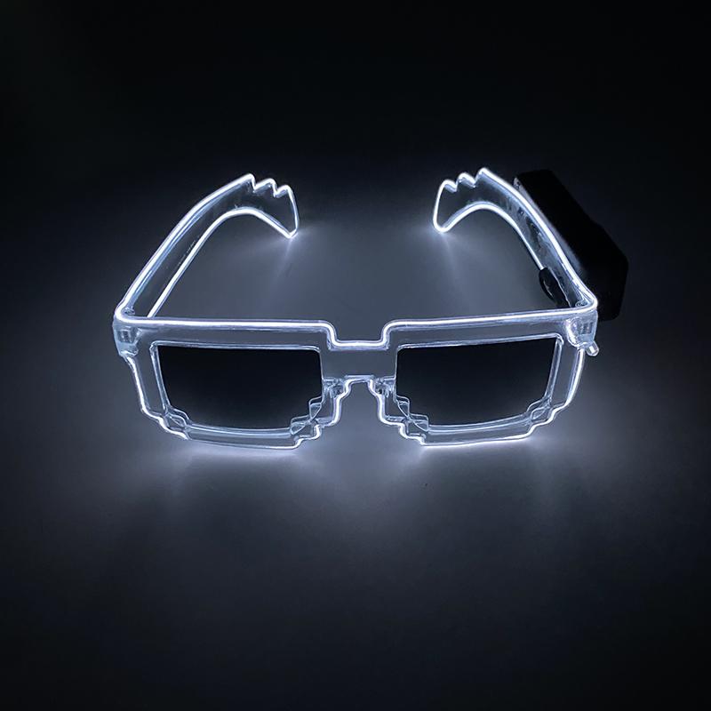 New Design Cool Glowing Mosaic EL Glasses Highly Eye-catching Wireless Eyewear NightClub Props Light up Accessories Neon party
