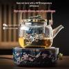 Chaxun Handmade Heat-Resistant Glass Teapot - Joyful Plum Blossom Design with Double Liner