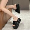 Summer Women Lace Chunky Slippers Beach Flip-Flops Wedge Heels Shoes Woman High Platform Slippers Outside Sandals 7CM Slides