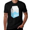 Milk Carton with Blue Design TShirt Classic Crew Neck Cotton TShirt