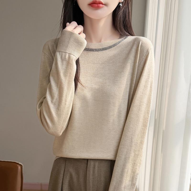 Women S Long Sleeve Crew Neck Knit Sweater Loose Solid Color Pullover Top