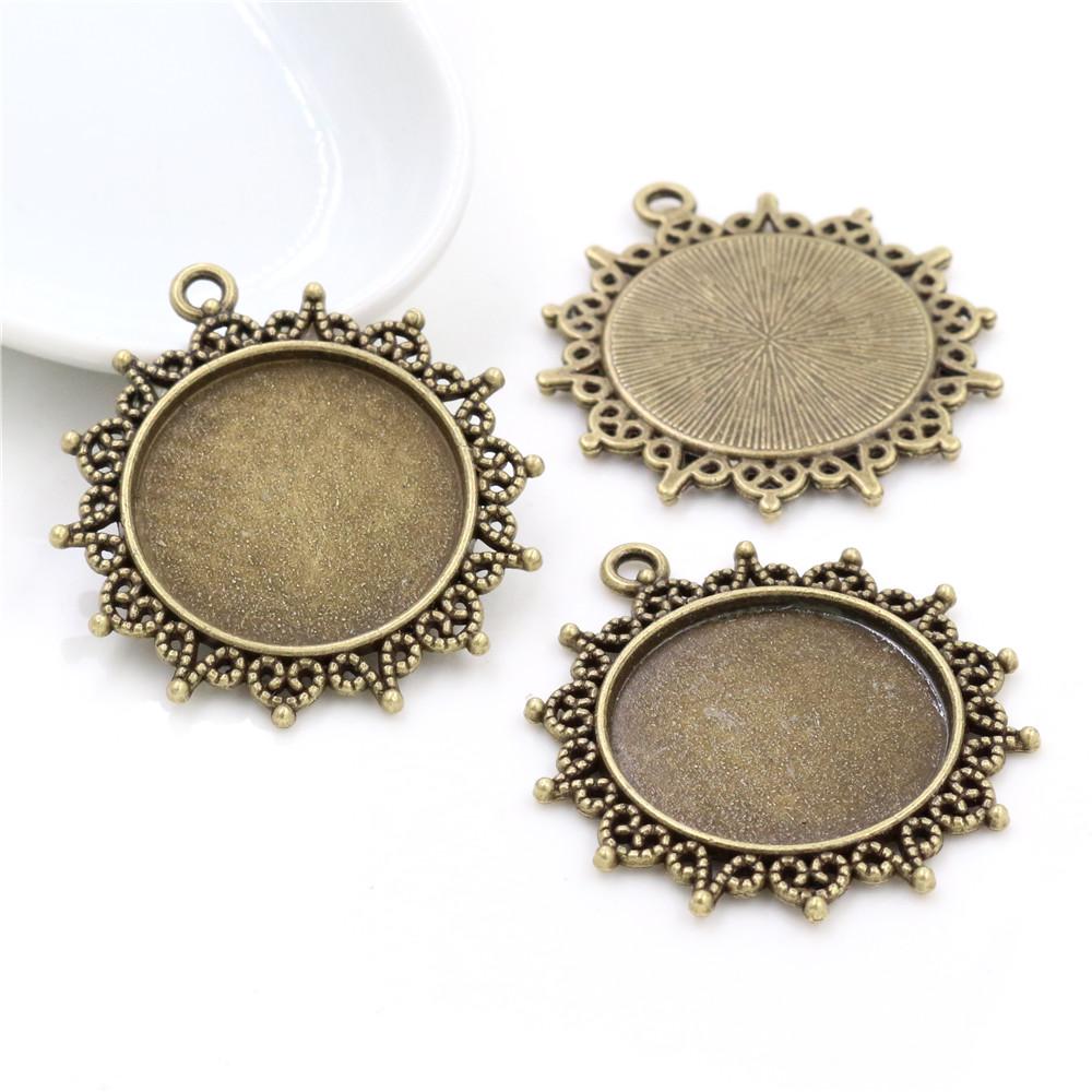 5pcs 25mm Inner Size Pendant Cabochons Blank Base Setting Bezel Tray Alloy DIY Jewelry Making Accessories for Necklace Keychains
