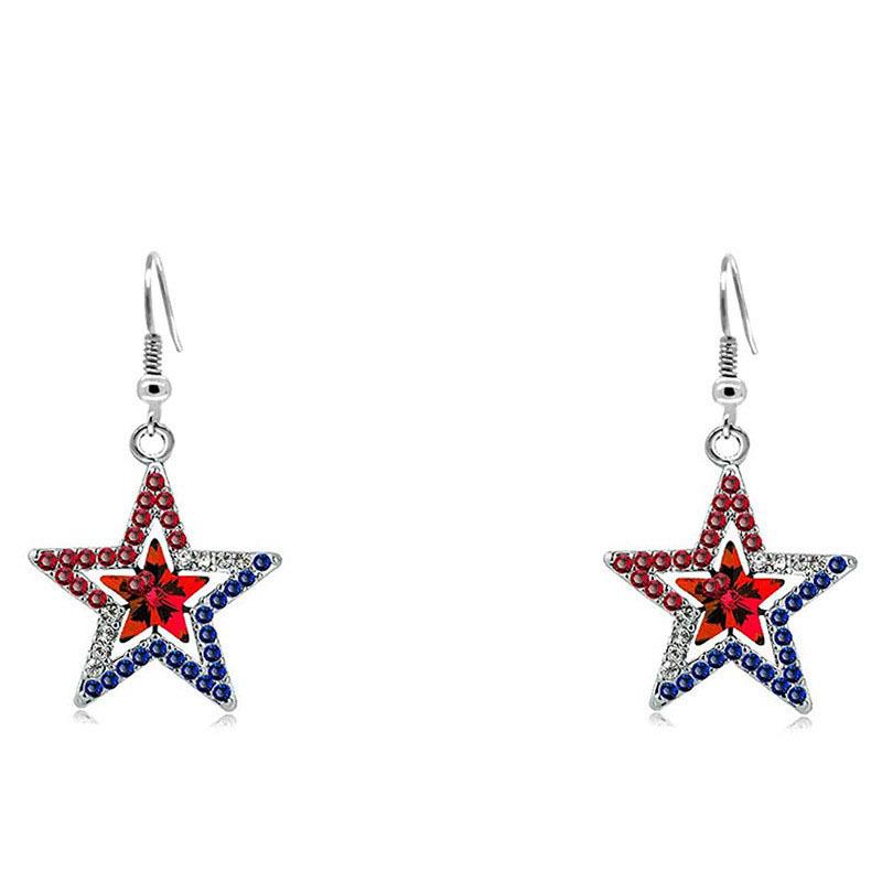 Independence Day Flag Hat, Slippers, Love Earrings, Red, White And Blue Striped Flag Earrings