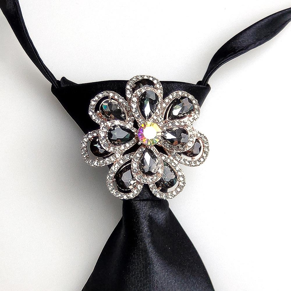 Korean Style Crystal Brooch Tie – Campus & Dance Uniform Accessory