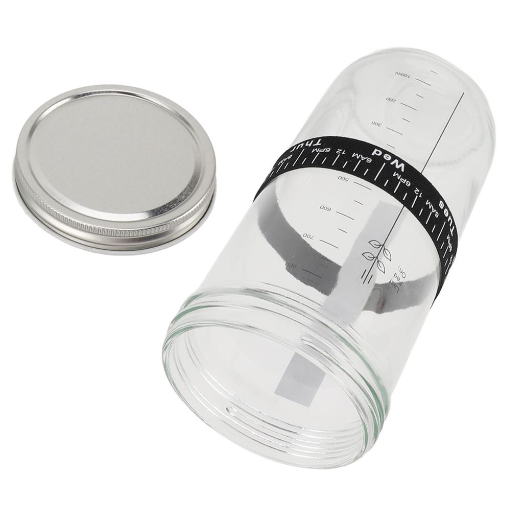 Sourdough Bread Starter Kit 34oz Glass Jar with Lid Date Feeding Mark Band Thermometer Band Silicone Scraper Bread