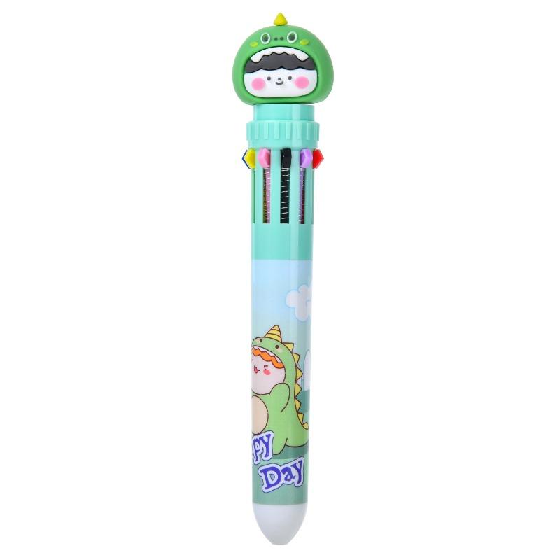 1Pc10 Colors Cute Cartoon Ballpoint Pen Kawaii Multi-Color Writing Supplies Notes Paintings Hand-Held Pens Student Gift