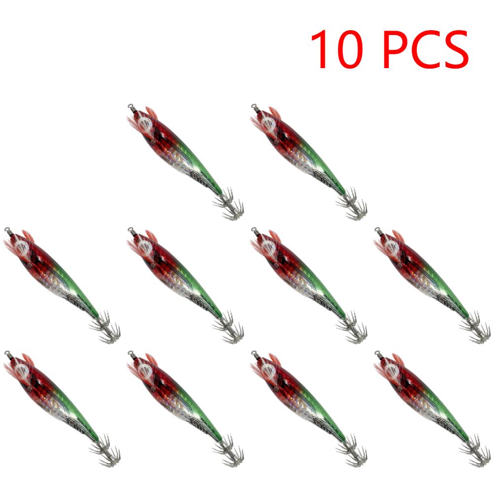 10-1PCS Bionic Shrimp Fishing Lures Horizontal Luminous Squid Jig Hook Sea Fishing Accessories Artificial Bait 9CM Octopus Lure